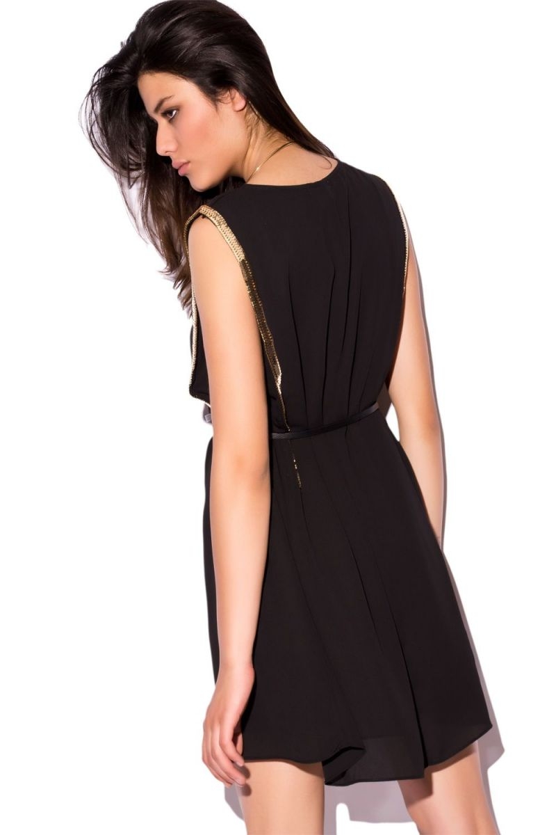 vestido de fiesta corto negro con adornos